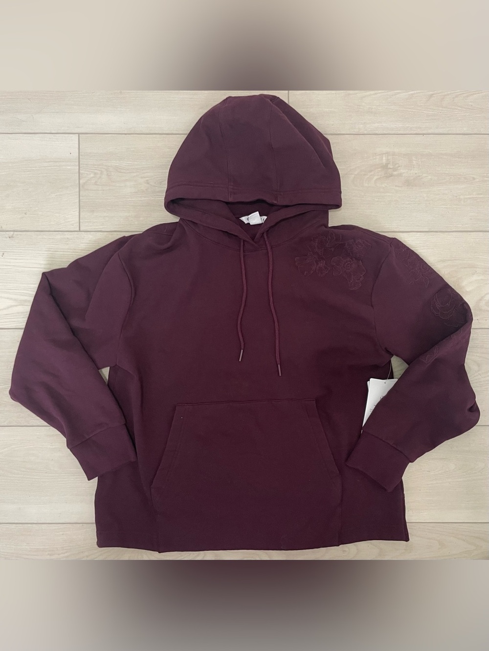 Athleta Maroon Embrodoried Hooded Sweatshirt